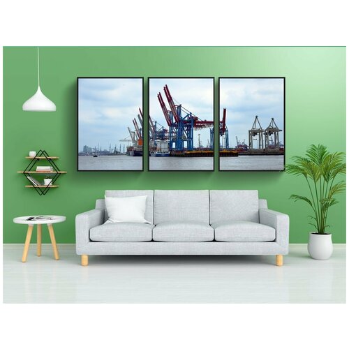 фото Набор модулных постеров для интерьера "кран, краны, порт" 60x90 см. в тубусе, без рамки lotsprints