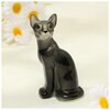 Статуэтка фарфоровая «Кошка Тайка», чёрная, 10см - изображение