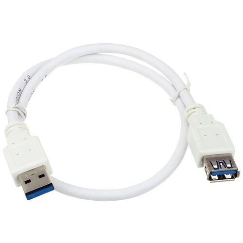 Шнур USB-USB(G) 0.5м USB3.0 прорезиненный, белый
