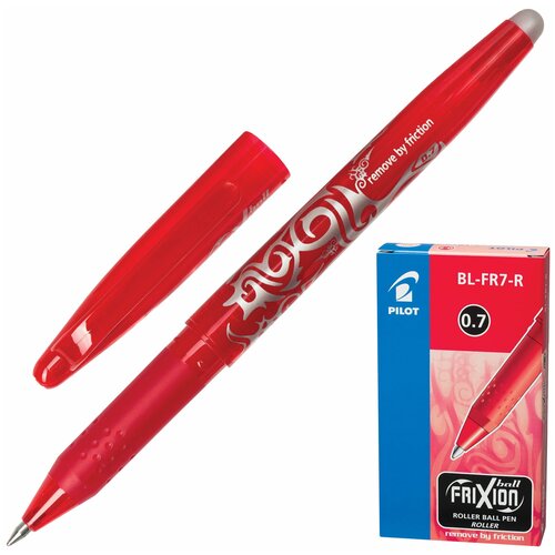 Купить Ручка стираемая гелевая с грипом PILOT «Frixion», красная, корпус красный, узел 0, 7 мм, линия письма 0, 35 мм, BL-FR-7