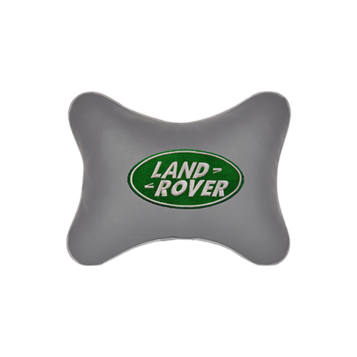 Автомобильная подушка на подголовник экокожа L.Grey с логотипом автомобиля Land Rover