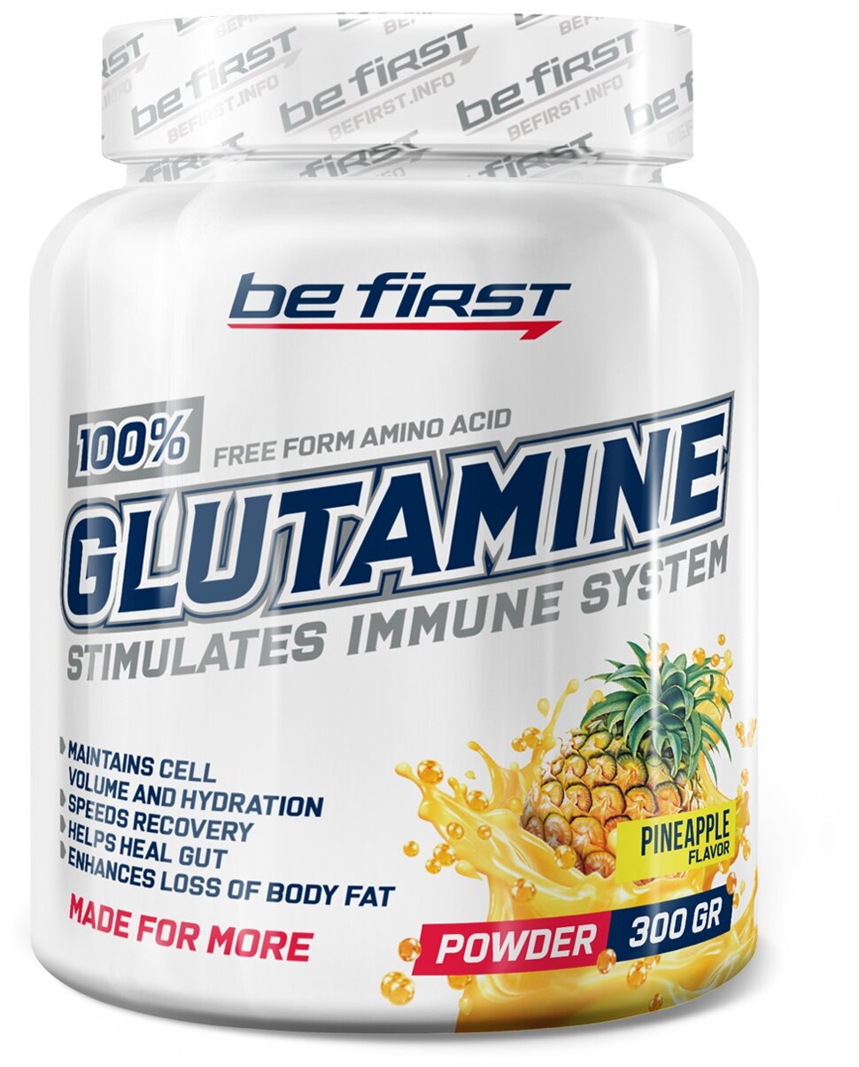 Аминокислота Be First Glutamine powder 300 гр, ананас