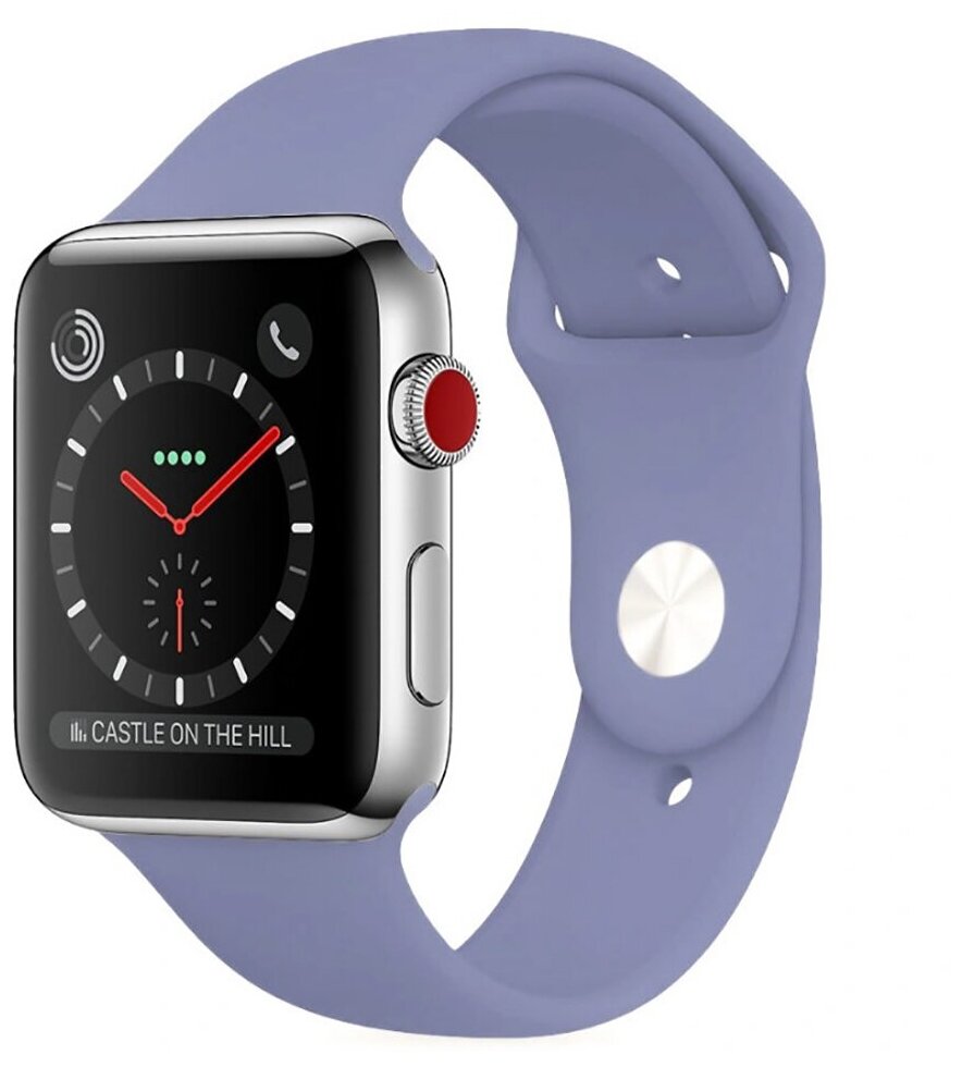Силиконовый ремешок для Apple Watch 42 мм/44 мм (Эпл Вотч), Лавандово-серый