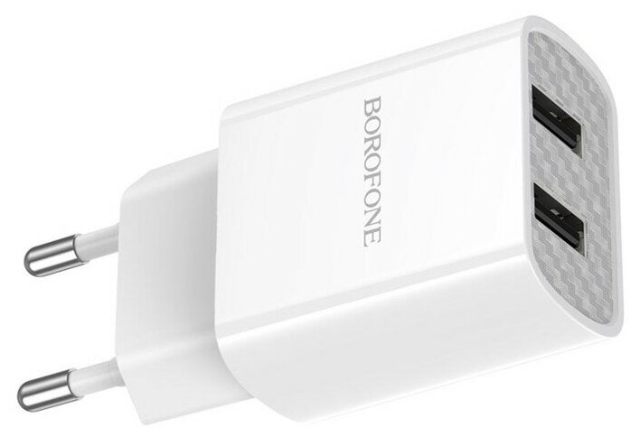 СЗУ USB 2.1A 2 USB порт BOROFONE BA53A Powerway кабель Lightning 8Pin белый