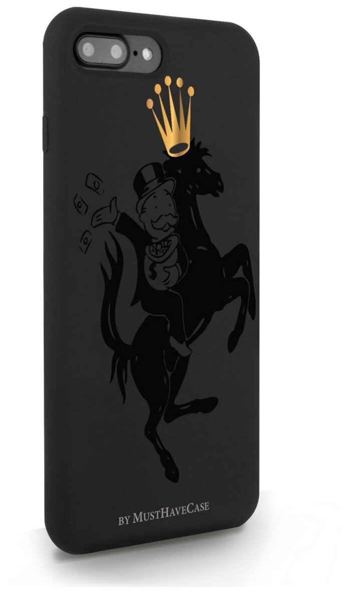 Черный силиконовый чехол MustHaveCase для iPhone 7/8 Plus Monopoly на коне для Айфон 7/8 Плюс Противоударный