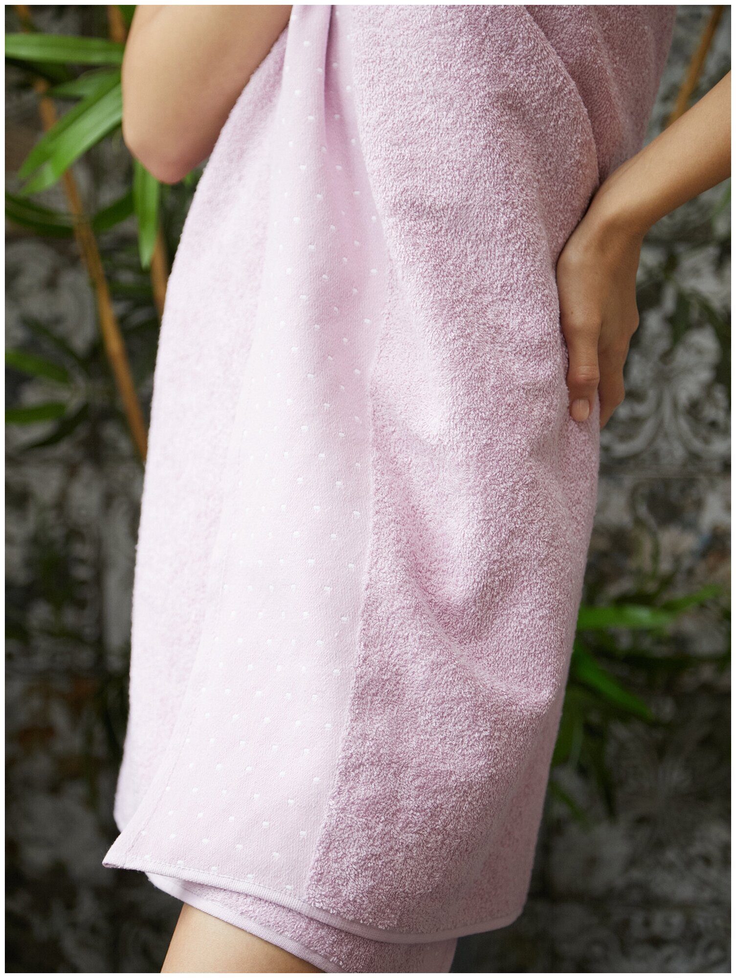 Полотенце махровое 70х130 "Mia Cara" Красотка розовый антик / сиреневый / банное махровое полотенце