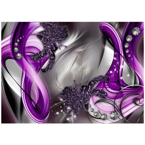 Лилия и фиолетовый дым - Виниловые фотообои, (211х150 см)