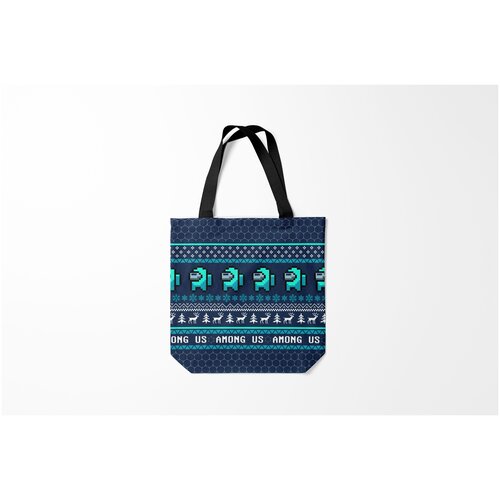 фото Сумка-шоппер / 40х40 см / геймерам / among us новогодний. burnettie