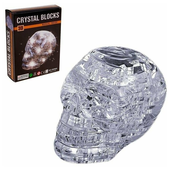 3D пазл, "Череп", кристаллический , 49 деталей, световые эффекты, 6+