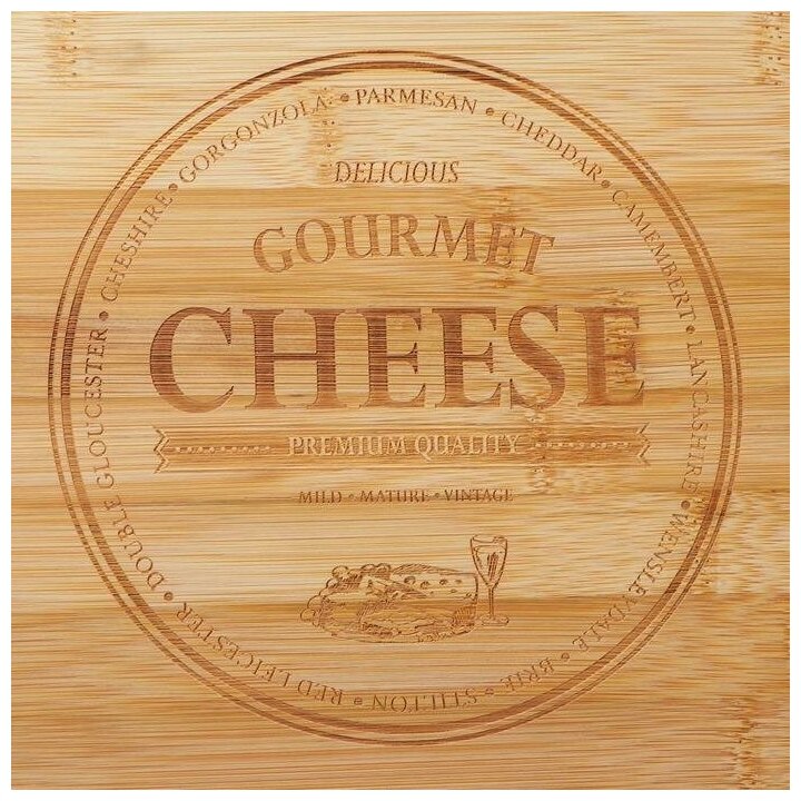 Набор для подачи сыра Доляна Cheese, 3 ножа, доска 38×18,5 см, бамбук