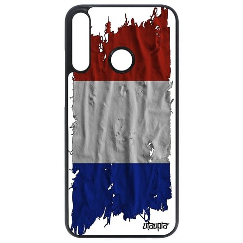 фото Противоударный чехол для мобильного // huawei p40 lite e // "флаг франции на ткани" патриот страна, utaupia, белый