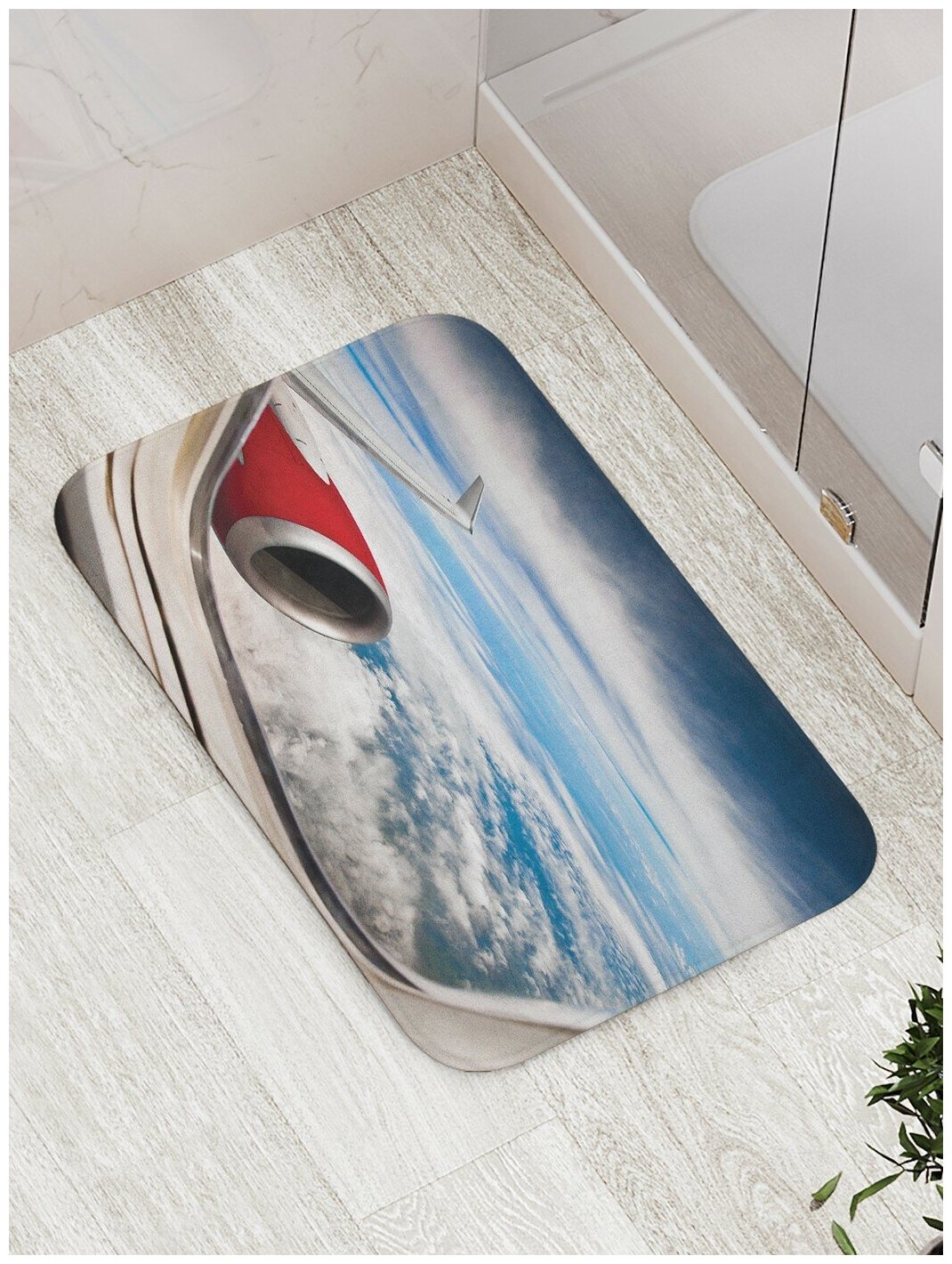 Коврик JoyArty противоскользящий "Вид из самолета" для ванной, сауны, бассейна, 77х52 см