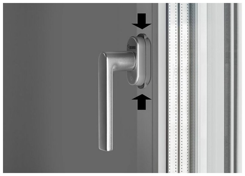 Ручка оконная REHAU LINEA-Design для пластиковых окон / для балконной двери / блокиратор KISI / без ключа / с защитой от выпадения / серебряная - фотография № 3