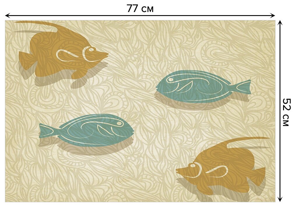 Коврик JoyArty противоскользящий "Пары рыб" для ванной, сауны, бассейна, 77х52 см