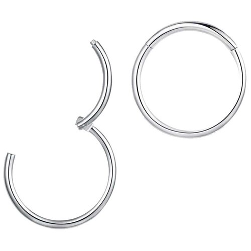 сережка кольцо черное 2 5 мм 8 Пирсинг в нос 4Love4You, размер 12 мм, серебряный