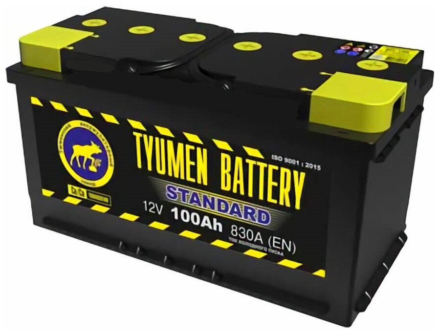 Аккумулятор Тюмень Стандарт 100 Ач ток 830А (TYUMEN BATTERY Standard) 6СТ-100 П/П (353x175x190) прямая полярность + -