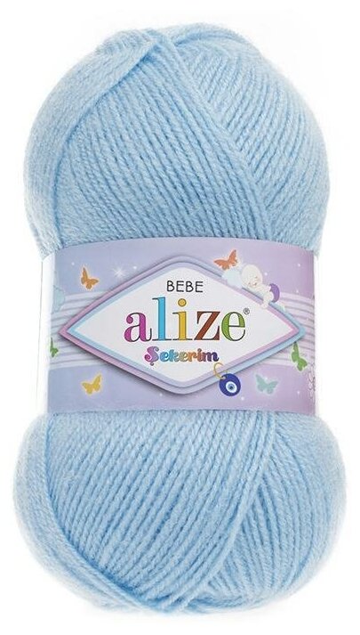 Пряжа для вязания Alize Sekerim Bebe (Шекерим Беби) - 1 моток 40 голубой, детская гипоаллергенная, 100% акрил, 320м/100г