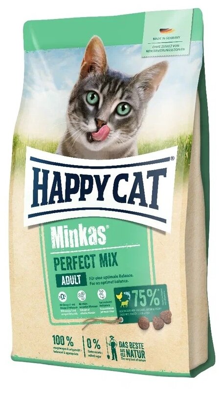 Корм сухой для кошек Happy Cat Minkas Перфект Микс /птица/рыба/ягненок - 4 кг, шт