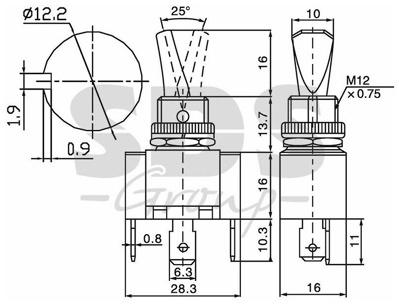 Тумблер 12V 30А (3c) ON- OFF однополюсный с зеленой LED подсветкой REXANT, цена за 1 шт - фотография № 3