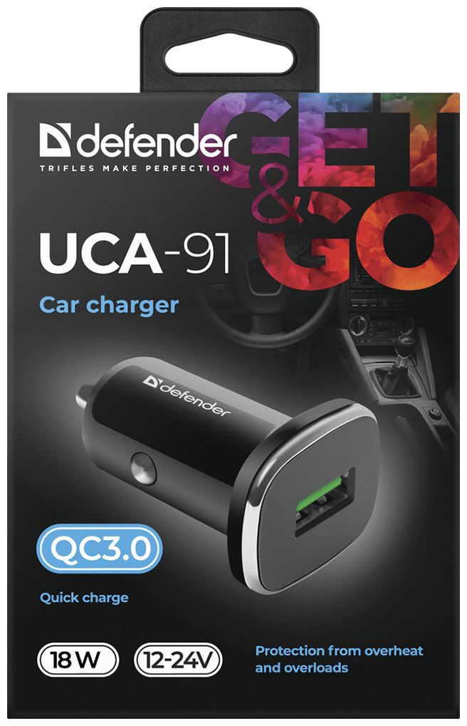 Автомобильное зарядное устройство DEFENDER UCA-91, USB-A, 3A, черный - фото №9