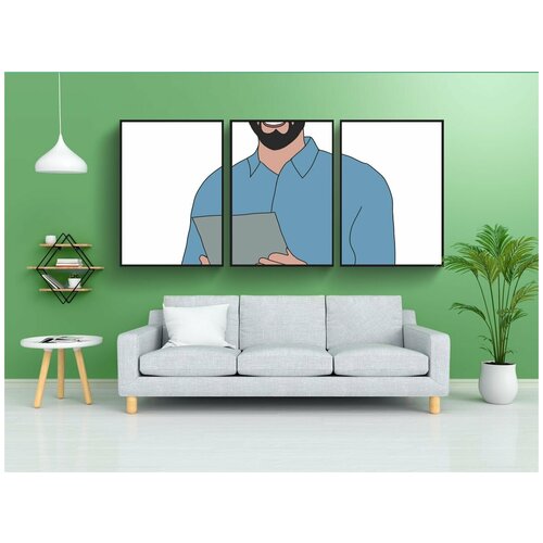 фото Набор модулных постеров для интерьера "бизнесмен, офис, мужчины" 60x90 см. в тубусе, без рамки lotsprints