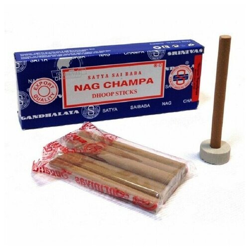 Satya Наг Чампа - 10 шт, ароматические благовония, безосновные палочки, Nag Champa - Сатия, Сатья ароматические благовония безосновные палочки satya nag champa наг чампа 10 шт