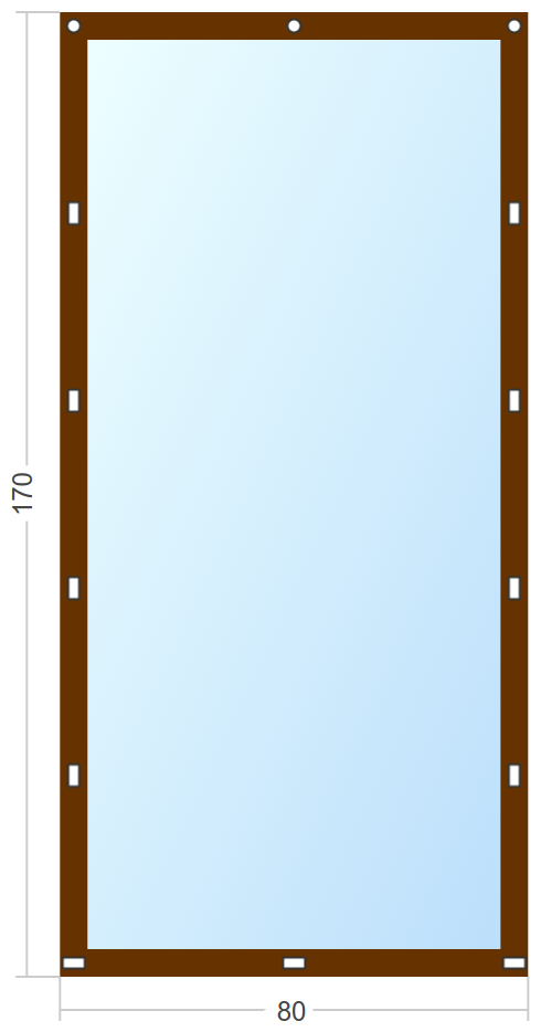 Мягкое окно Софтокна 80х170 см съемное, Скоба-ремешок, Прозрачная пленка 0,7мм, Коричневая окантовка, Комплект для установки - фотография № 3