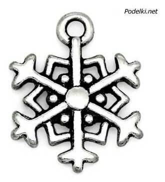 Фурнитура для бижутерии Подвеска Снежинка 0006208 серебряный цвет 18x14 мм, цена за 10 шт.