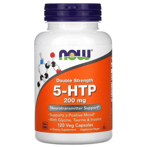 Капсулы NOW 5-HTP Double Strength 200 мг, 70 г, 200 мг, 120 шт.