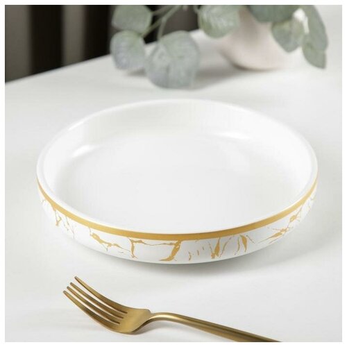 фото Тарелка десертная gold, 18x2 см, цвет белый сима-ленд
