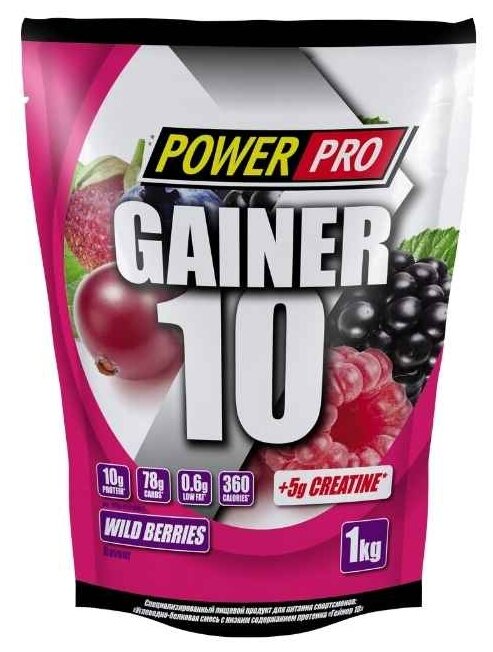 Гейнер POWER PRO Gainer 10 (1000 г) лесная ягода