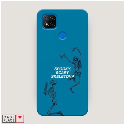 фото Чехол пластиковый xiaomi redmi 9c танцующие скелеты голубой case place