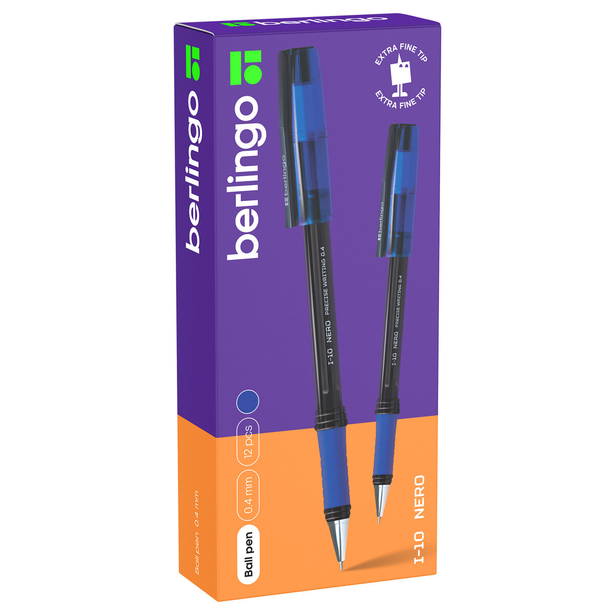 Ручка шариковая Berlingo "I-10 Nero" синяя, упаковка 12 шт.