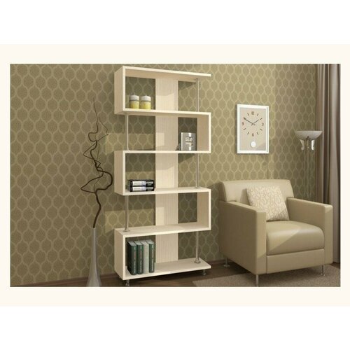 Стеллаж ЛДСП с хромированными опорами, дуб белфорт