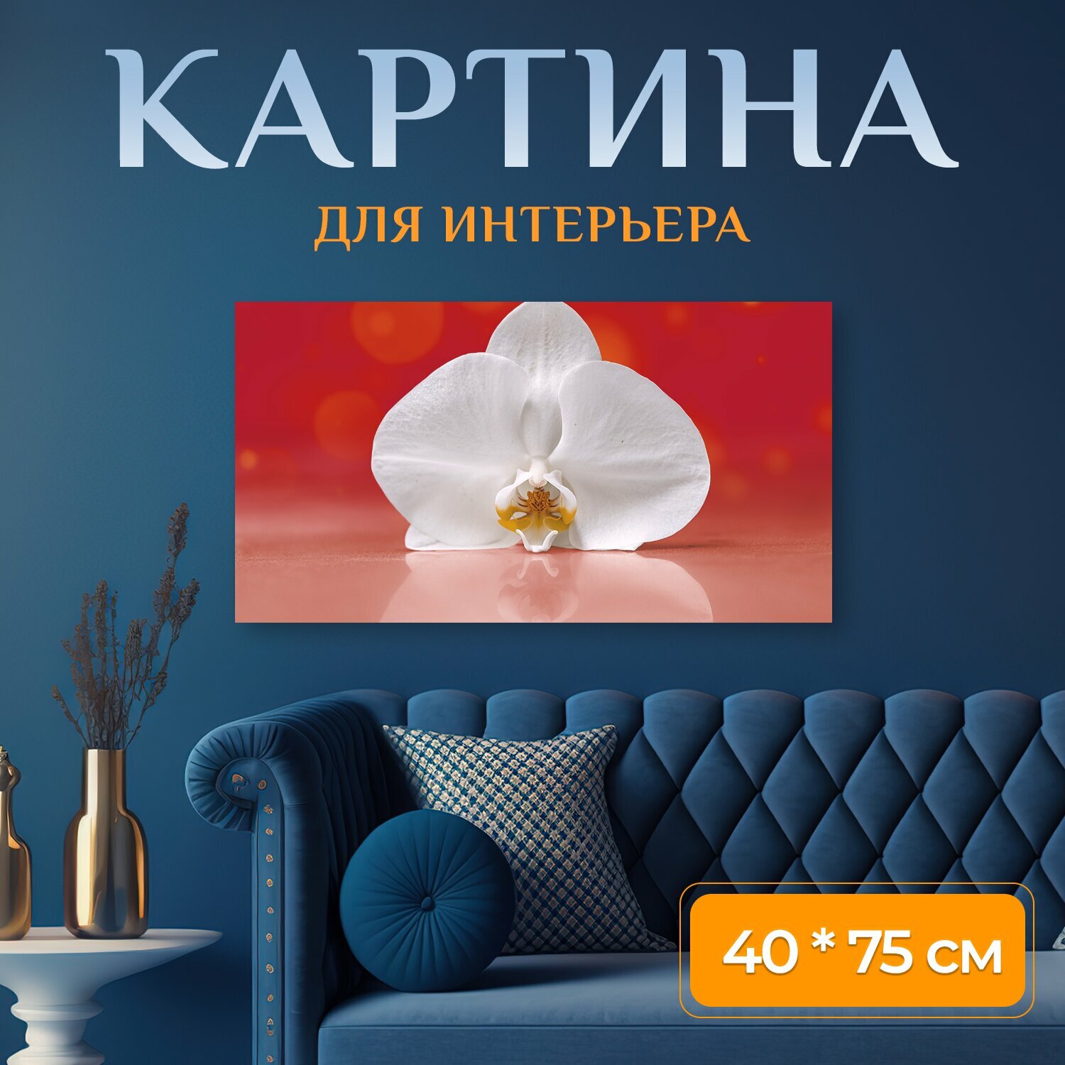 Картина на холсте "Орхидея, цветок, белла" на подрамнике 75х40 см. для интерьера