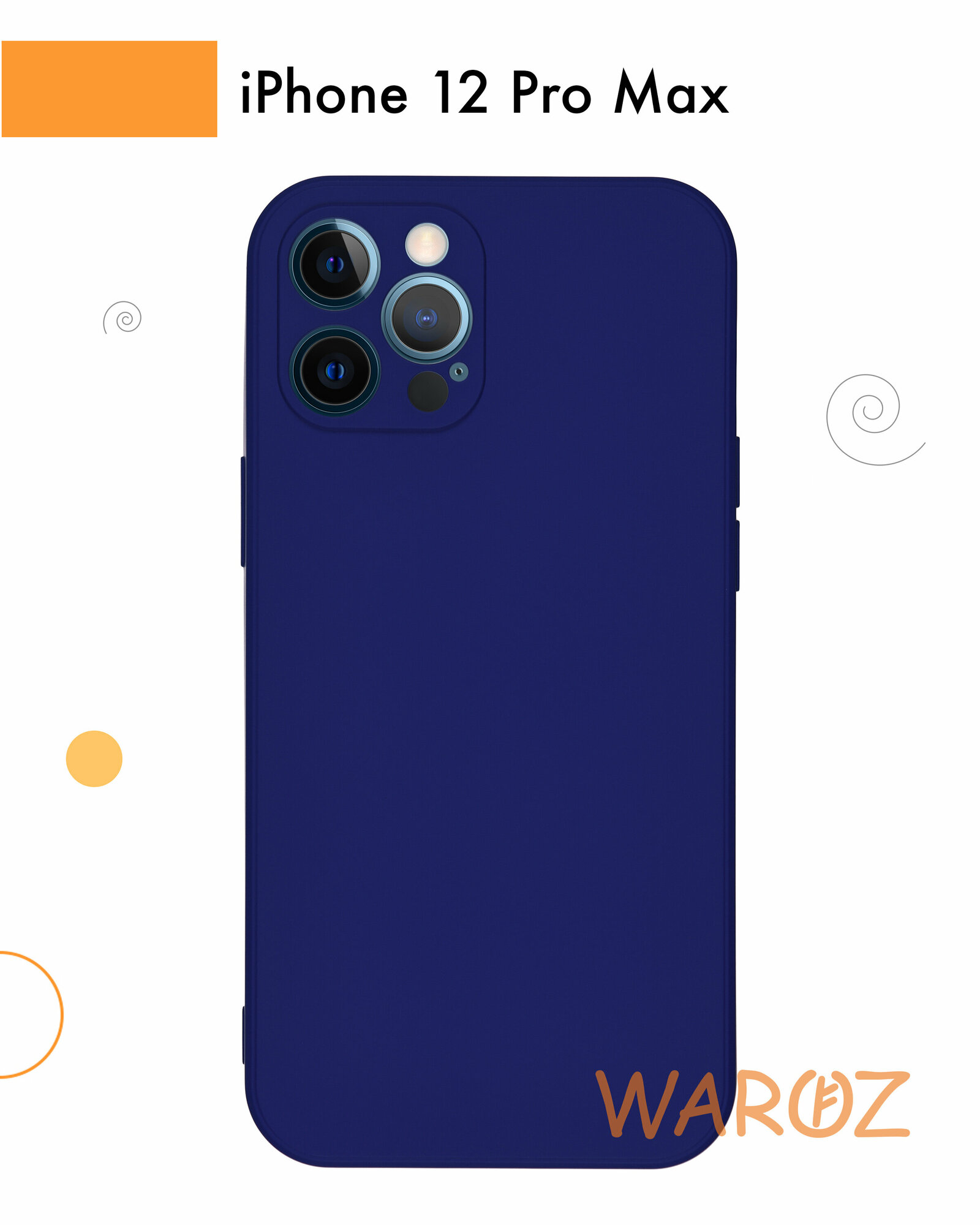 Чехол силиконовый на телефон Apple iPhone 12 Pro Max с защитой камеры, бампер для смартфона Айфон 12 про макс матовый, с микрофиброй, синий