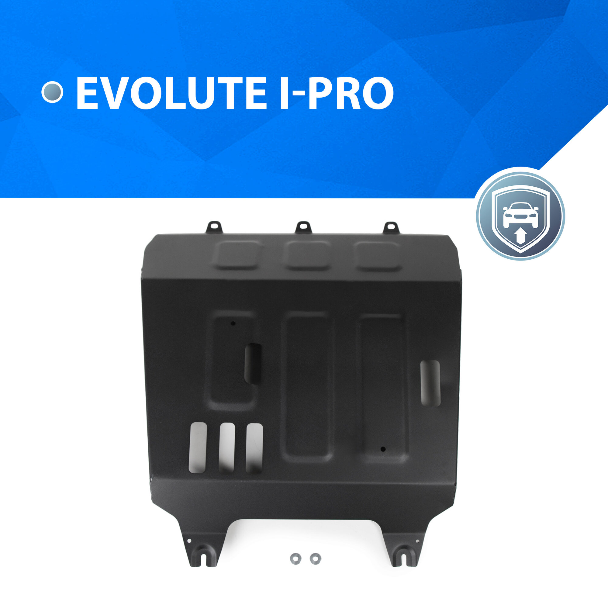 Защита двигателя Rival для Evolute i-Pro (Эволют Ай-Про) 2022-н. в, штампованная, сталь 1.5 мм, с крепежом, 111.0601.1
