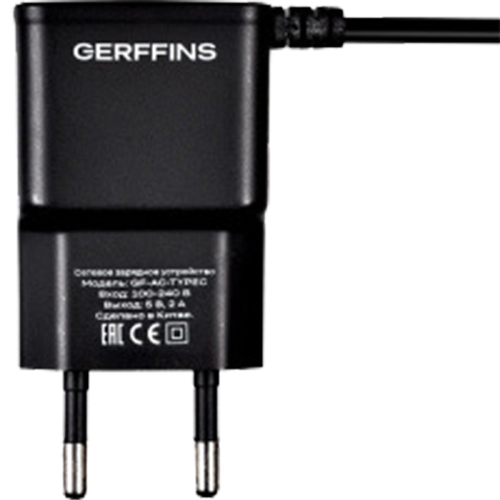 Gerffins Зарядное устройство сетевое Gerffins USB-C 2,1A, черное