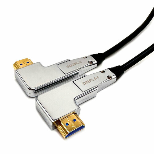 Угловой HDMI v2.0b кабель оптический 4K HDR со съёмным наконечником Pro-HD Expert 25 метров