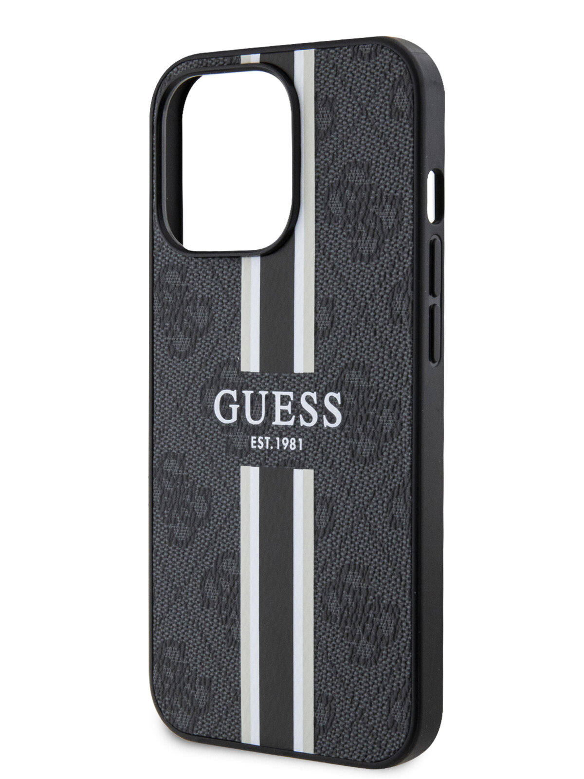 Guess для iPhone 13 Pro Max чехол MagSafe PU 4G Stripes Hard Black