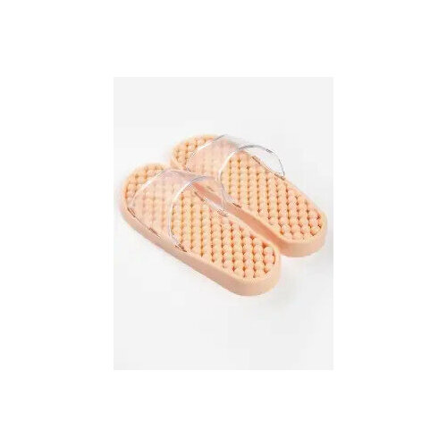 Гелевые массажные тапочки шиацу мягкие персиковые Размер M 37-38 810₽