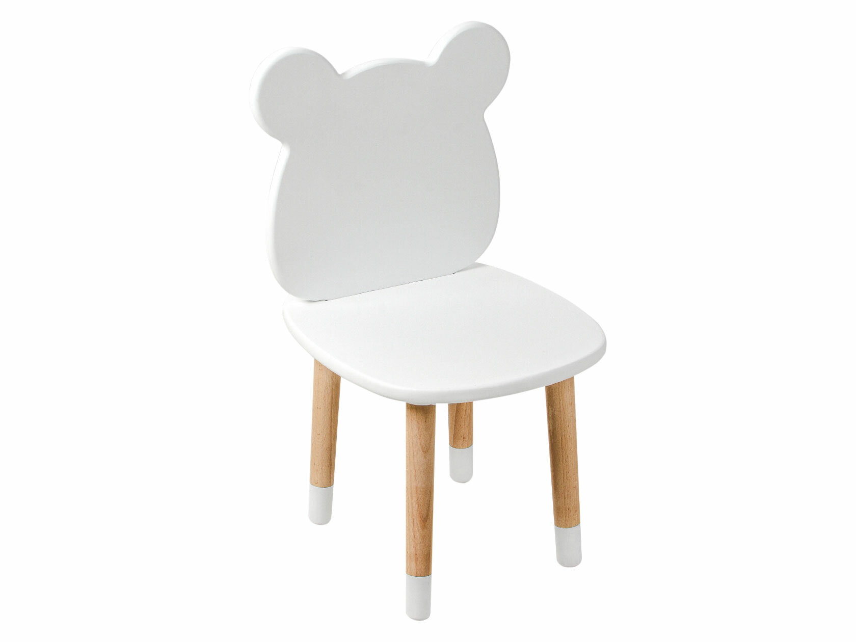 Детский стульчик Первый Мебельный Мишка Белый / Натуральный