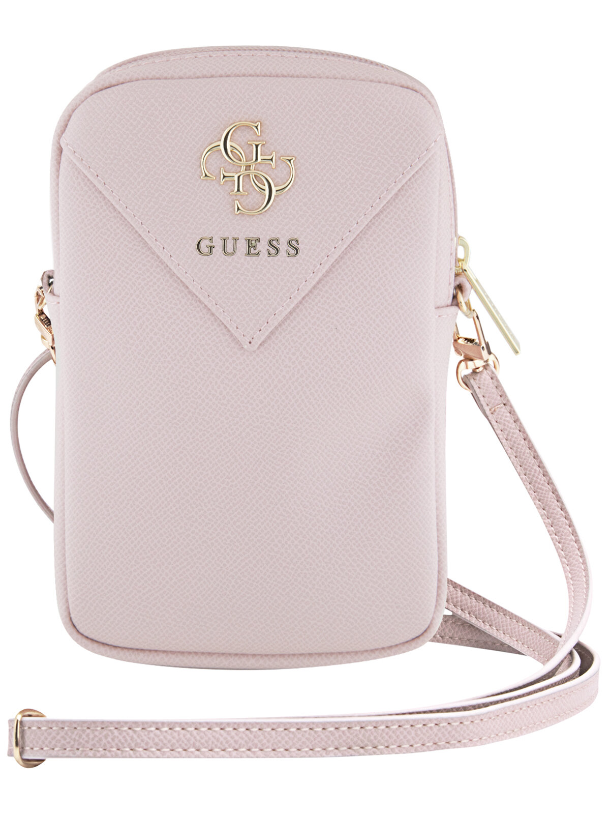 Guess для смартфонов сумка Wallet Zipper Pouch PU Graind leather 4G metal logo Pink