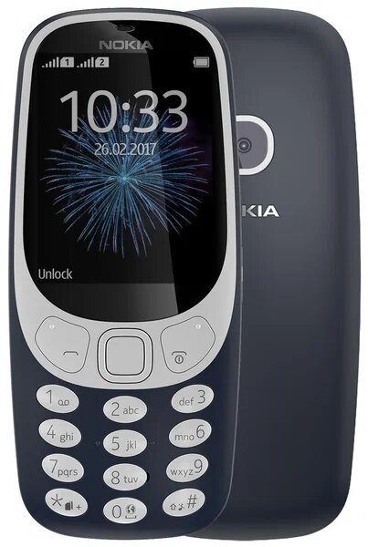 Телефон Nokia 3310 Dual Sim (2017) , SIM+micro SIM, темно-синий