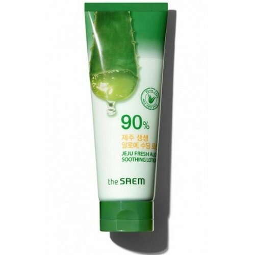 The Saem Лосьон для тела с алоэ Jeju Fresh Aloe Soothing Lotion 90% 250мл гель универсальный с алоэ the saem soothing gel 99% jeju fresh aloe tube 250ml