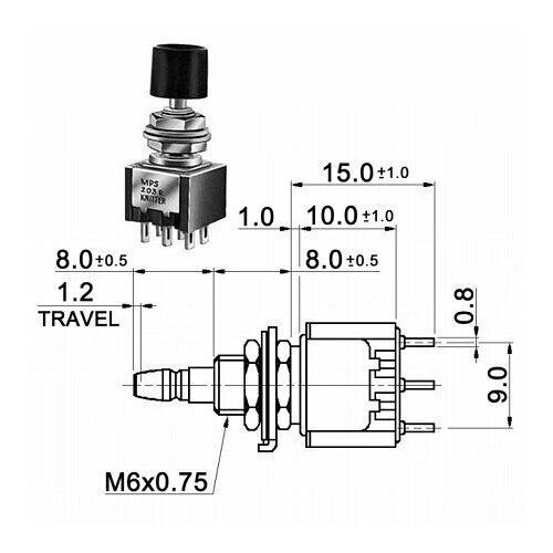 Миниатюрный кнопочный переключатель MPS 203 R – Knitter-switch