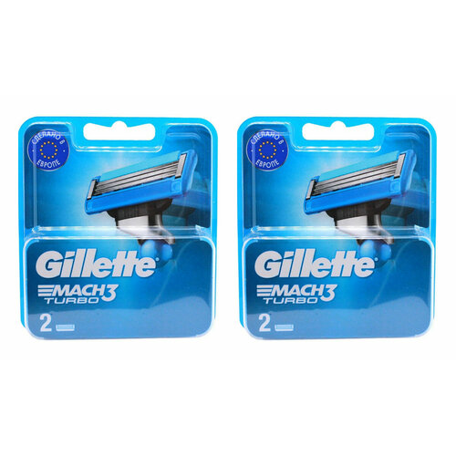 Сменные кассеты Gillette, Mach-3 Turbo, 2 шт, 2 уп.