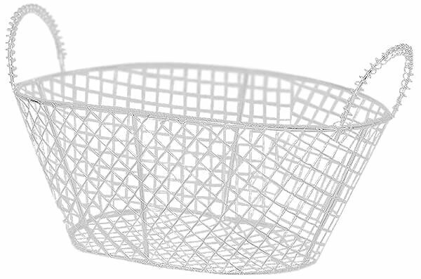 фото Корзинка декоративная металлическая овальная сетчатая с двумя ручками / Кашпо декоративное (85 х 60 х 55 мм)