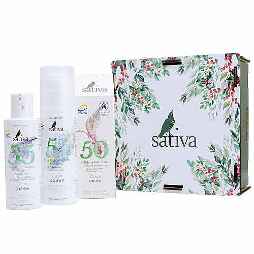 Sativa, Набор косметических средств Глубокое очищение молочко витекс гиалурон lift 55 мицеллярное для снятия макияжа 150 мл