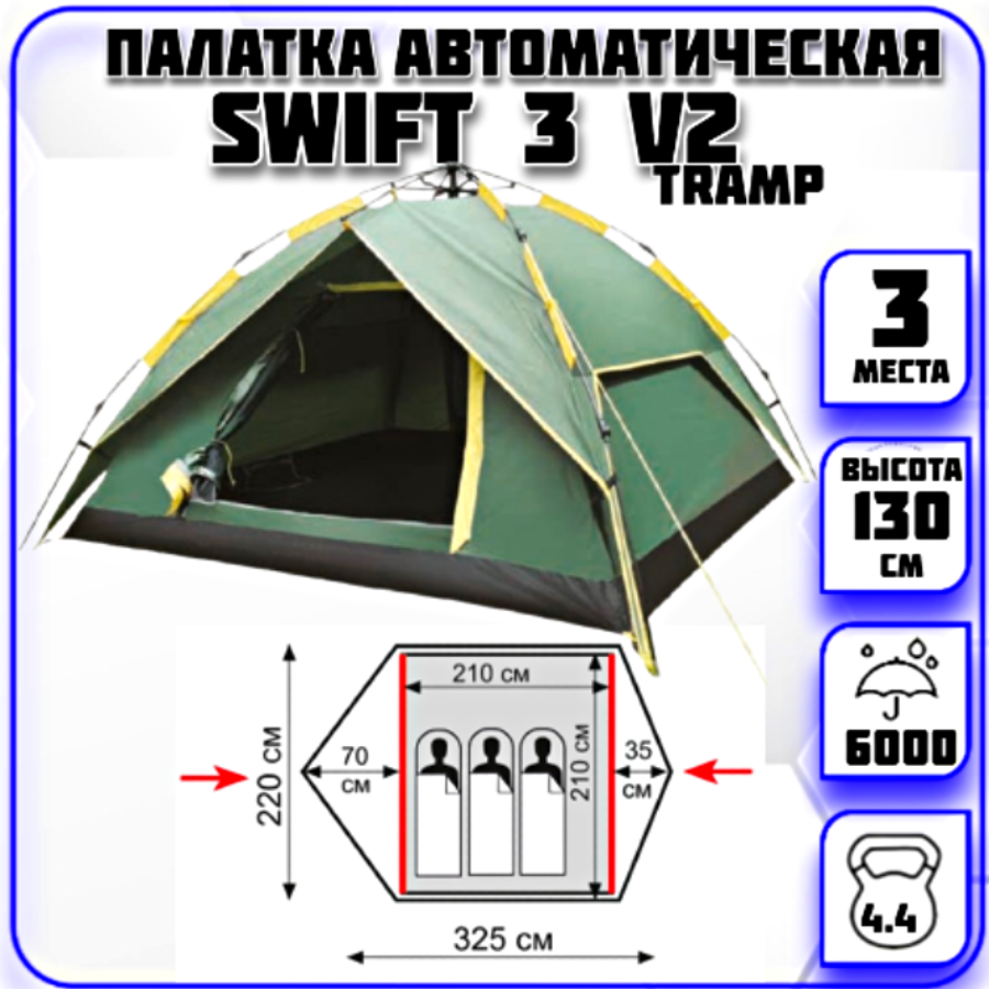 фото Палатка 3-местная быстросборная Tramp Swift 3 v2